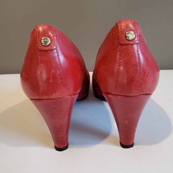 Red Leather Pumps (High Heels) - Picture 3 of 8